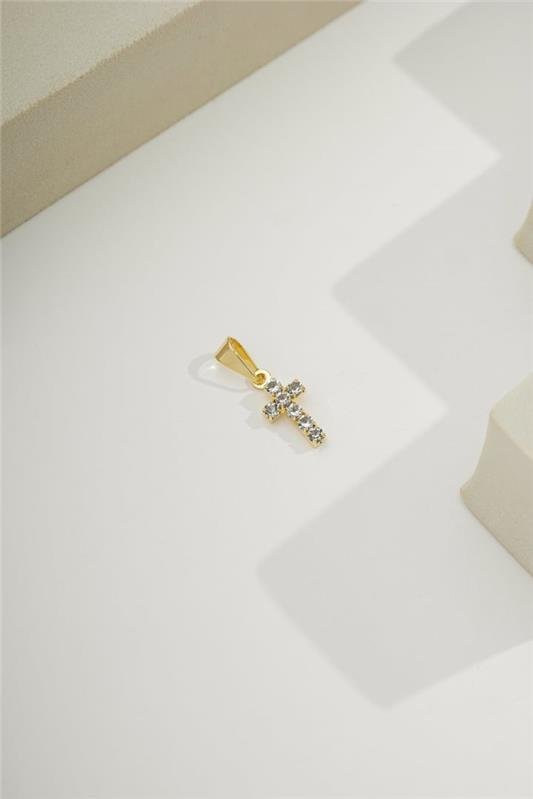 PINGENTE 1CM CRUZ CRAVEJADA COM ZIRCÔNIAS