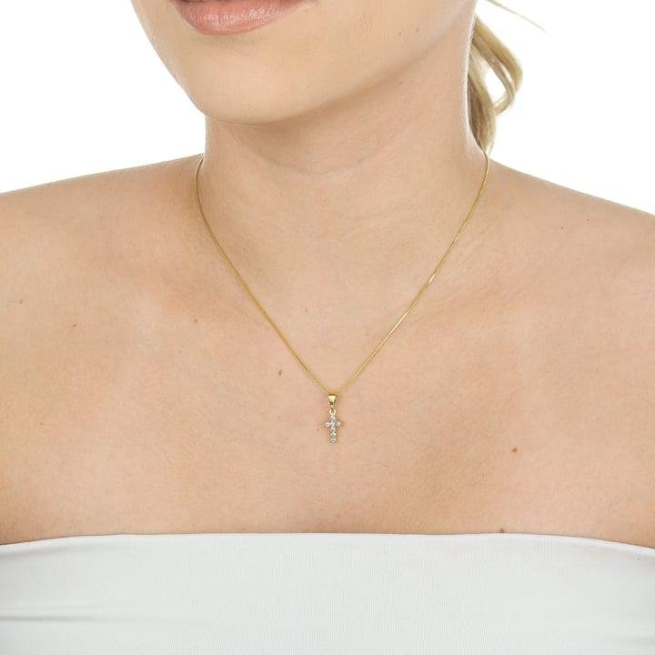 PINGENTE 1CM CRUZ CRAVEJADA COM ZIRCÔNIAS