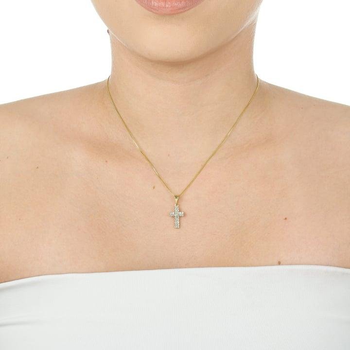 PINGENTE 1,5CM CRUZ CRAVEJADA COM ZIRCÔNIAS