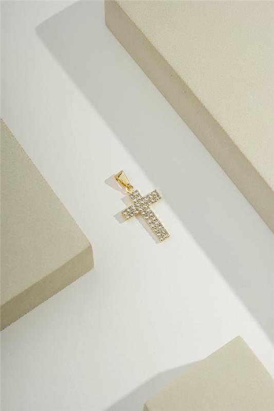 PINGENTE 1,8CM CRUZ CRAVEJADA COM ZIRCÔNIAS