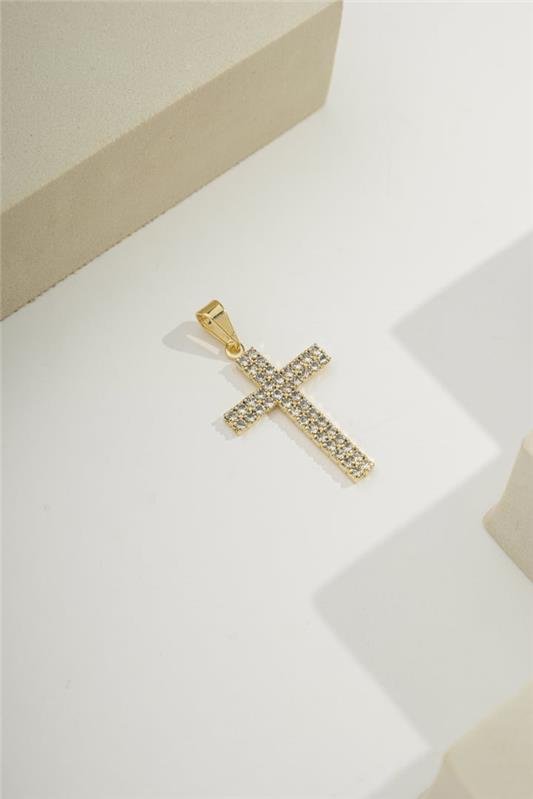 PINGENTE 2,3CM CRUZ CRAVEJADA COM ZIRCÔNIAS
