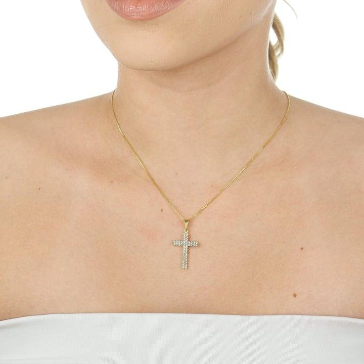 PINGENTE 2,3CM CRUZ CRAVEJADA COM ZIRCÔNIAS