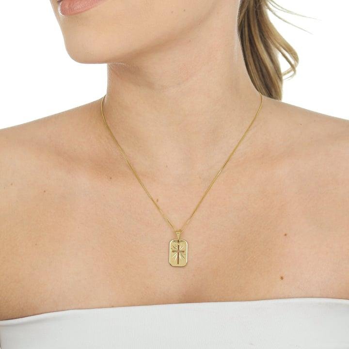 PINGENTE DE 2CM COM PLACA DIAMANTADA CRUZ VAZADA