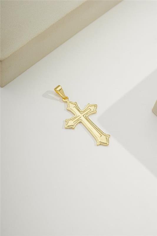 PINGENTE DE 3,2CM CRUZ RETICULADA COM CRUZ LISA NO CENTRO