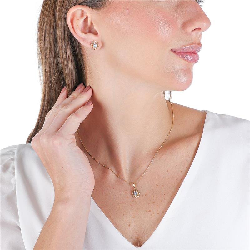 CONJUNTO DELICADO DE CAMÉLIA COM MICROZIRCÔNIAS