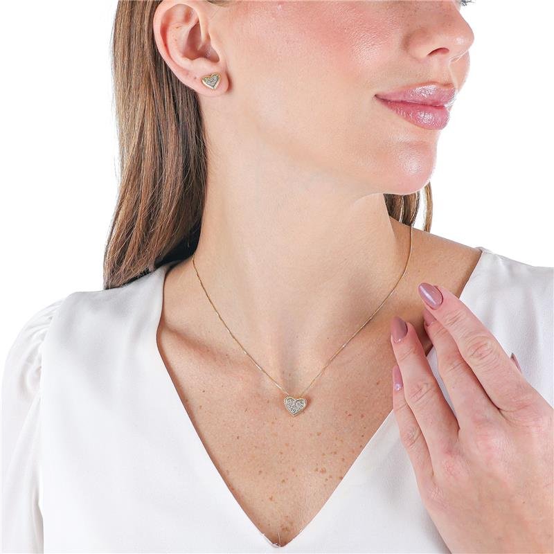 CONJUNTO DELICADO DE CORAÇÃO COM BABADINHO E MICROZIRCÔNIAS