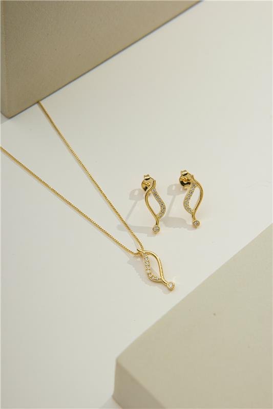 CONJUNTO DELICADO ESTILO ONDA COM MICROZIRCÔNIAS