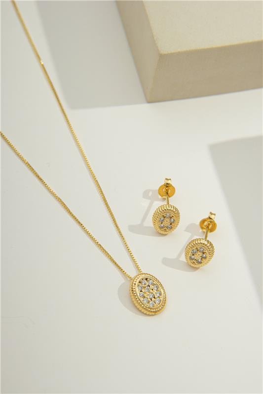 CONJUNTO DELICADO OVAL COM MICROZIRCÔNIAS