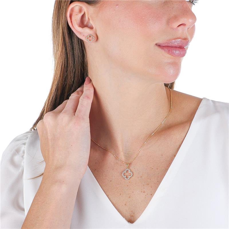 CONJUNTO DELICADO TREVO COM MICROZIRCÔNIAS