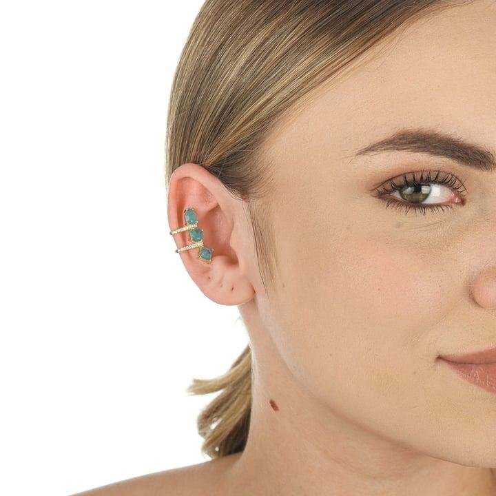 FAKE PIERCING 2,5CM COM PEDRAS DE GOTA, REDONDA E QUADRADA COM MICROZIRCÔNIAS