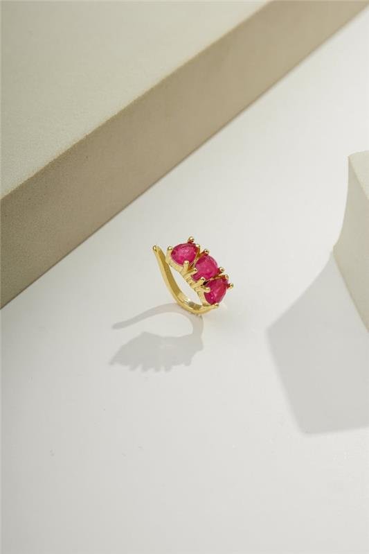 FAKE PIERCING 1,4CM COM 3 PEDRAS DE GOTA