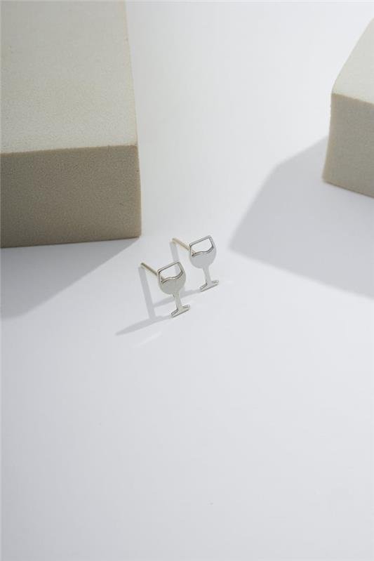 BRINCO TAÇA DE VINHO A LASER EM PRATA 925 - 023-00012