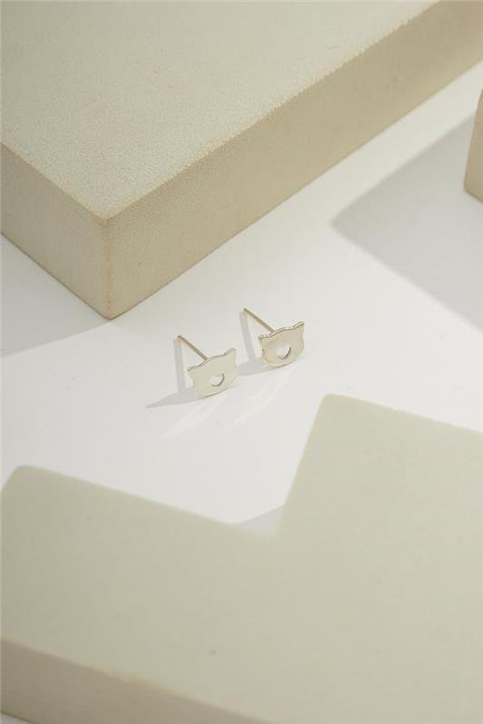 BRINCO DE GATO E CORAÇÃO A LASER EM PRATA 925 - 023-00017