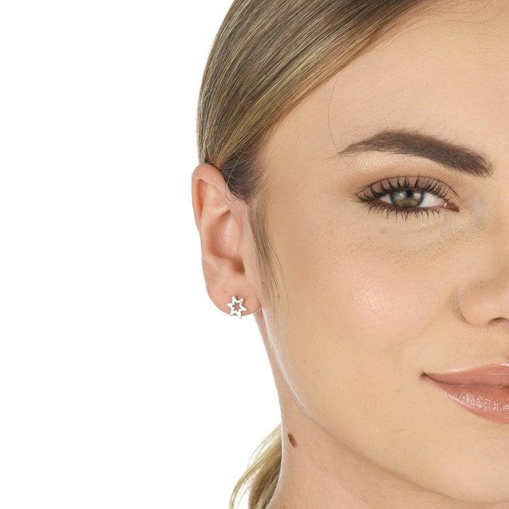 BRINCO ESTRELA 6 PONTAS A LASER EM PRATA 925 - 023-00025