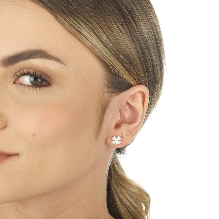 BRINCO DE TREVO COM CABINHO A LASER EM PRATA 925 - 023-00029