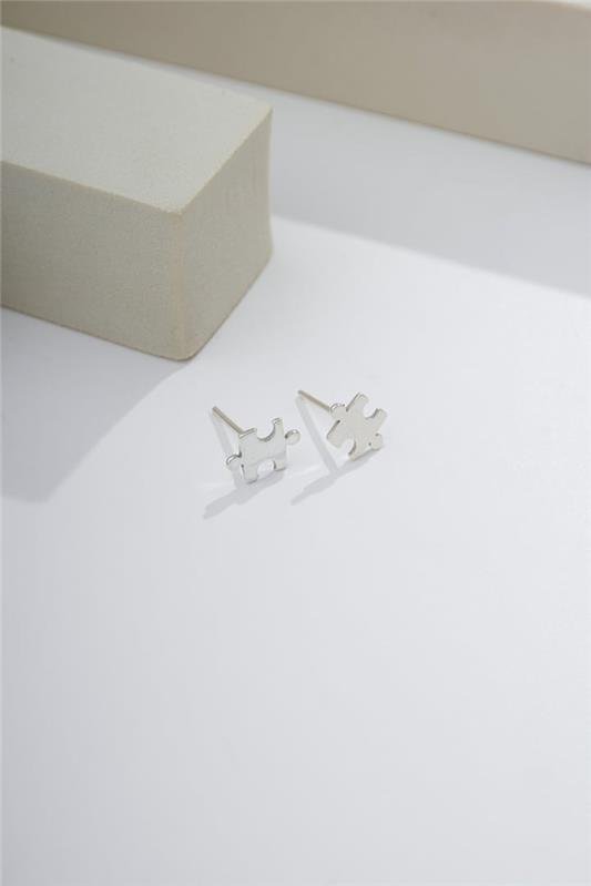 BRINCO DE PEÇA QUEBRA-CABEÇA CORTE A LASER EM PRATA 925 - 023-00046