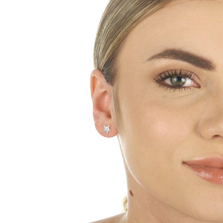 BRINCO DE ESTRELA DO MAR A LASER EM PRATA 925 - 023-00055