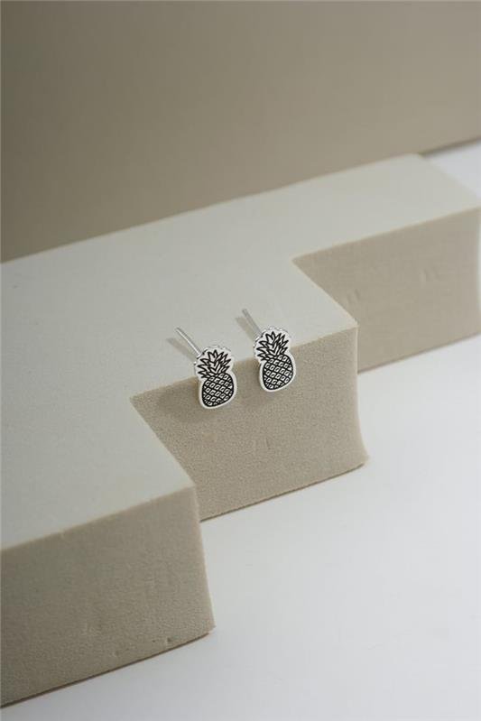 BRINCO DE ABACAXI A LASER EM PRATA 925 - 023-00080