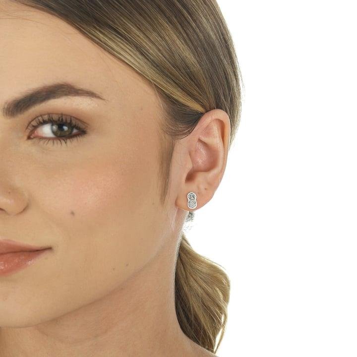 BRINCO DE ABACAXI A LASER EM PRATA 925 - 023-00080