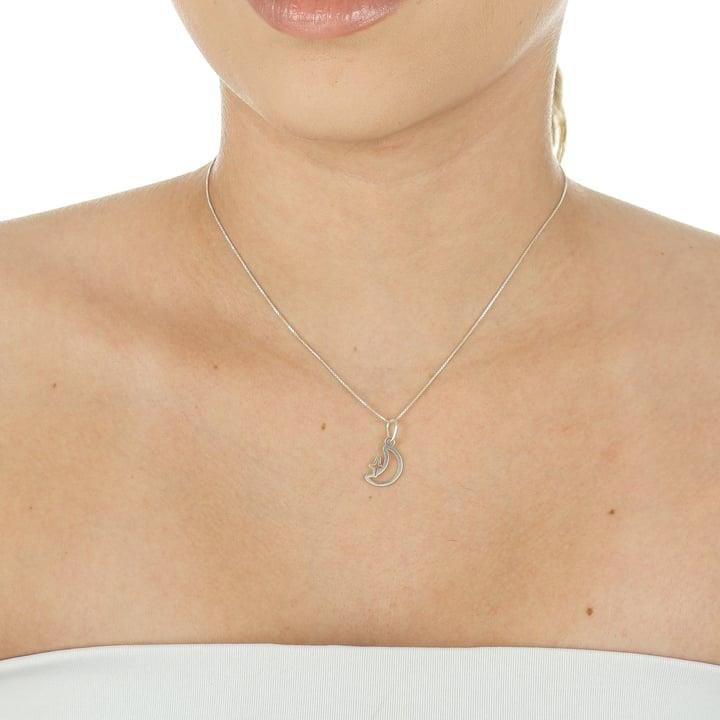 PINGENTE DE LUA COM ESTRELA A LASER EM PRATA 925 - 023-00102