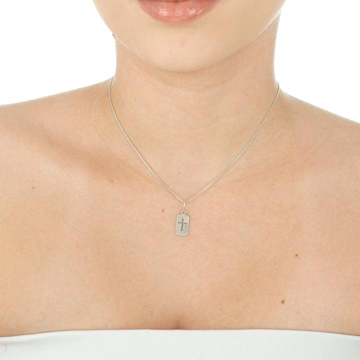 PINGENTE PLACA CRUZ NO CENTRO 17X 7MM EM PRATA 925 - 023-00103