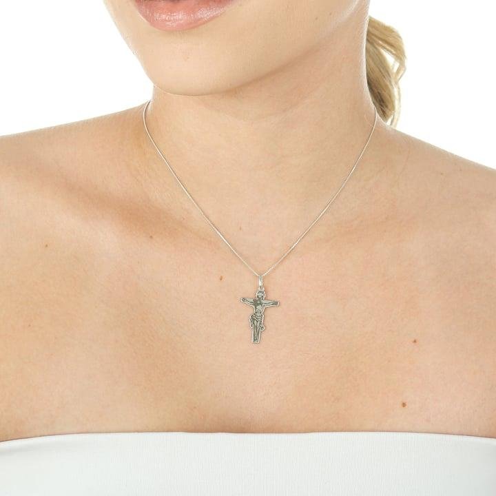 PINGENTE CRUZ CRISTO REI FEITO A LASER EM PRATA 925 - 023-00113