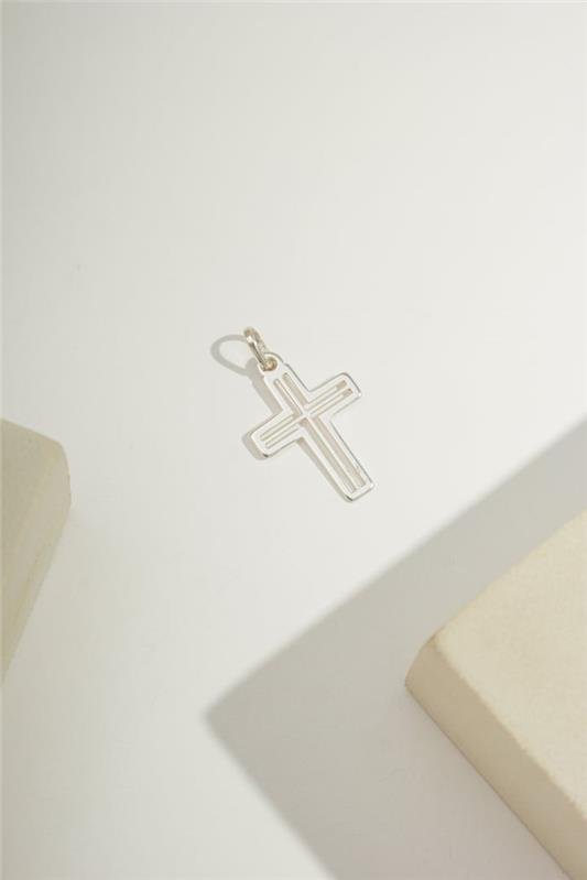 PINGENTE DE CRUZ RISCOS VAZADOS A LASER EM PRATA 925 - 023-00118