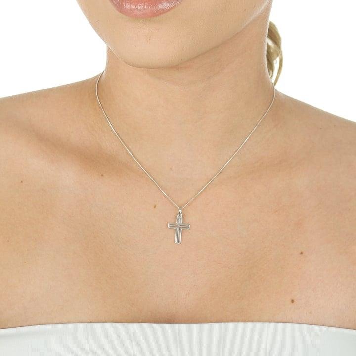 PINGENTE DE CRUZ RISCOS VAZADOS A LASER EM PRATA 925 - 023-00118