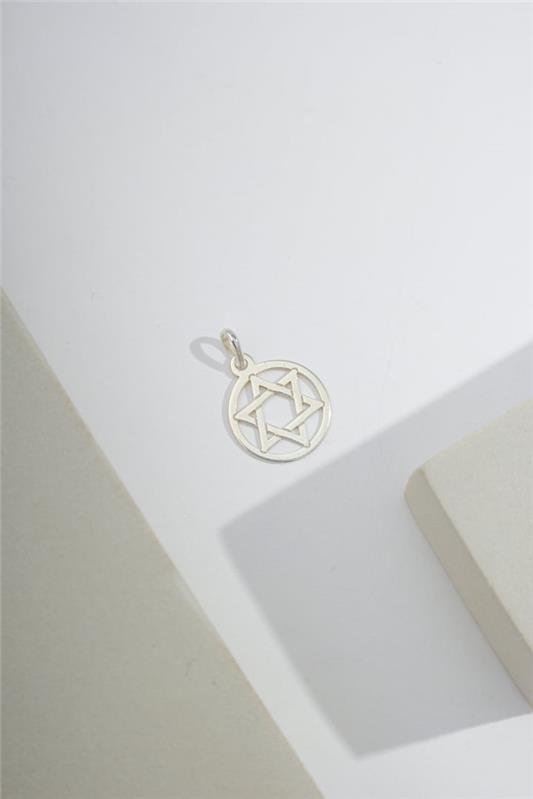 PINGENTE DE ESTRELA DE DAVI COM CÍRCULO EM PRATA 925 - 023-00119