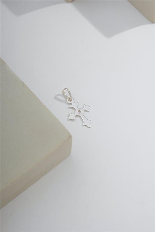 PINGENTE DE LASER CRUZ COM FURO NO CENTRO EM PRATA 925 - 023-00121