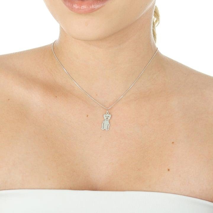 PINGENTE DE CACHORRO PISCANDO FEITO A LASER EM PRATA 925 - 023-00135