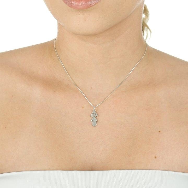 PINGENTE A LASER DE MENINA EM PRATA 925 - 023-00137