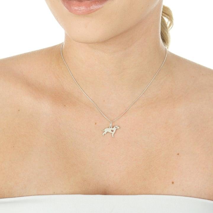 PINGENTE DE CACHORRO COM CORAÇÃO VAZADO A LASER EM PRATA 925 - 023-00143