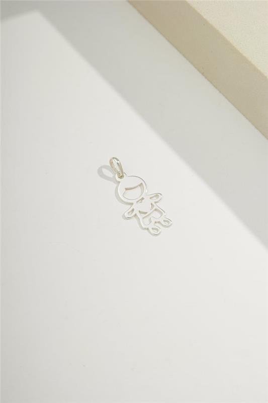 PINGENTE A LASER DE MENINO COM CORAÇÃO NO CENTRO EM PRATA 925 - 023-00144