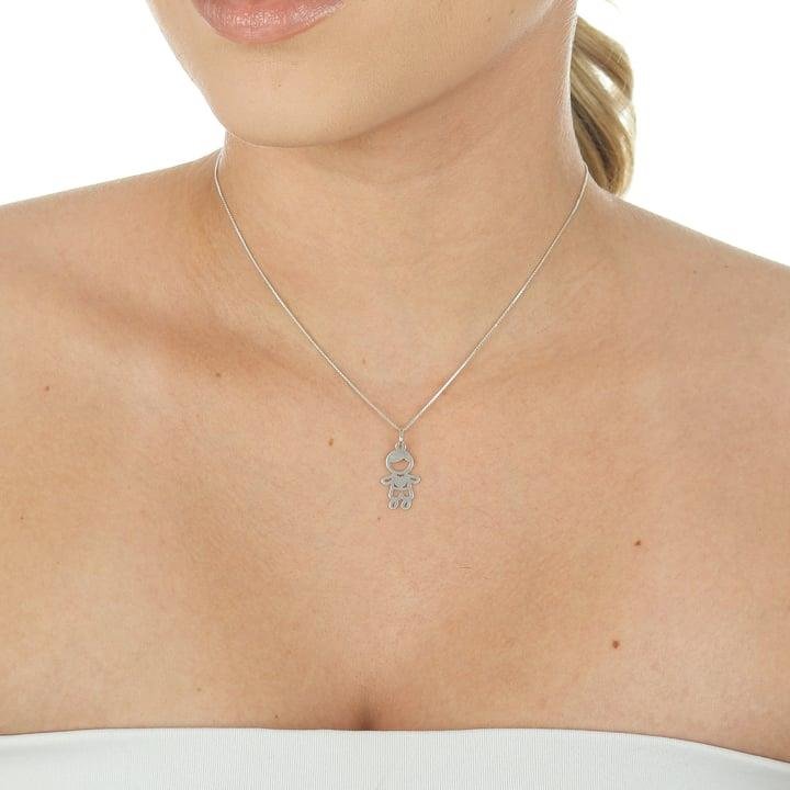 PINGENTE A LASER DE MENINO COM CORAÇÃO NO CENTRO EM PRATA 925 - 023-00144