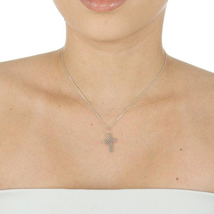 PINGENTE DE CRUZ TODA FURADA FEITO A LASER EM PRATA 925 - 023-00149