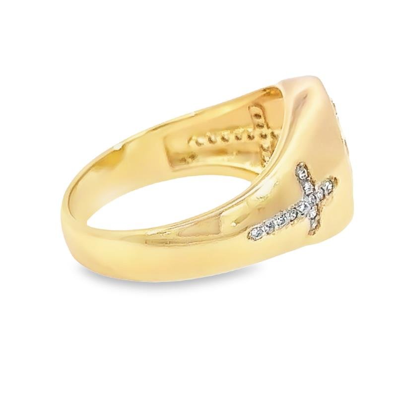 ANEL COM NOSSA SENHORA E DUAS CRUZES DE MICROZIRCÔNIAS NA LATERAL