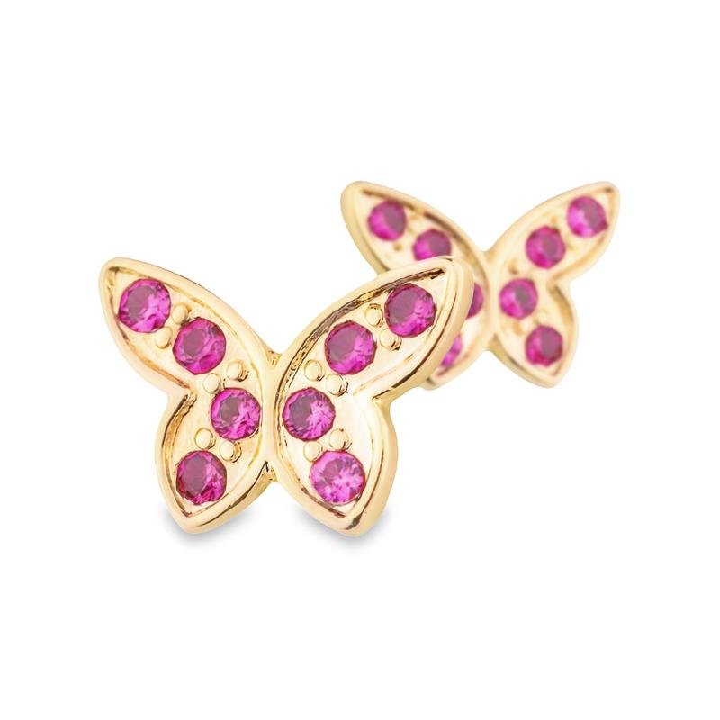 BRINCO 1CM DE BORBOLETA COM ZIRCÔNIAS