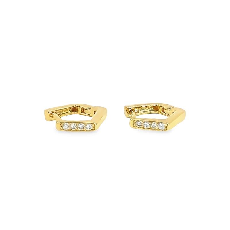 ARGOLA 1CM PENTÁGONO COM MICROZIRCÔNIAS 2MM