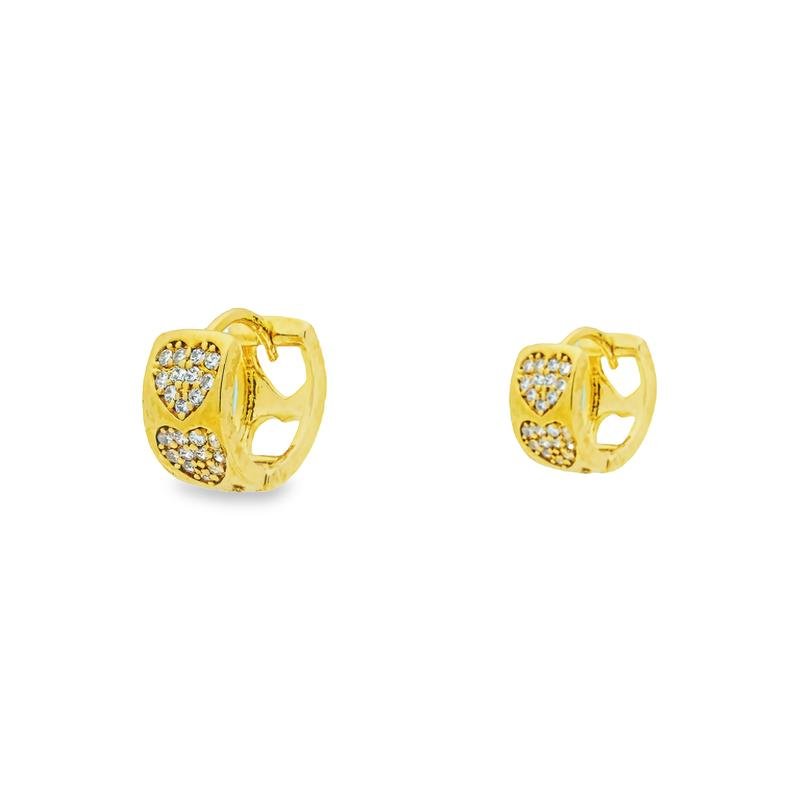 ARGOLA DE 1CM COM 2 CORAÇÕES DE MICROZIRCÔNIAS - BRB-01378