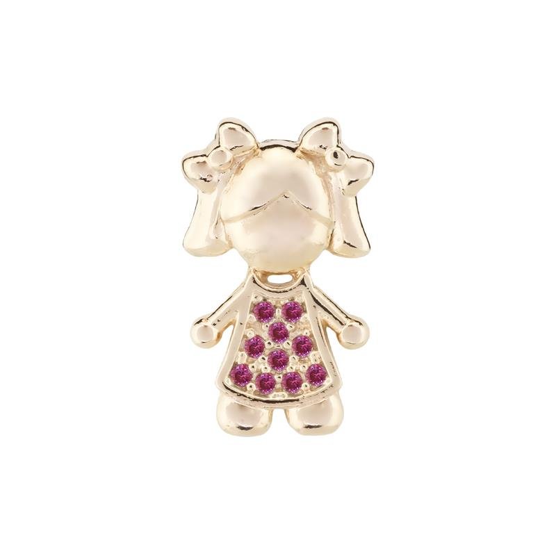 PINGENTE 1,8CM MENINA COM VESTIDO CRAVEJADO EM ZIRCÔNIAS