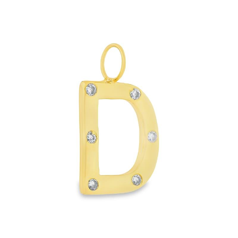 PINGENTE 1,7CM LETRA COM ZIRCÔNIAS CRAVEJADAS