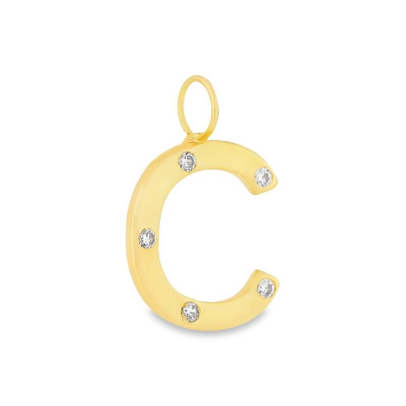 PINGENTE 1,7CM LETRA COM ZIRCÔNIAS CRAVEJADAS